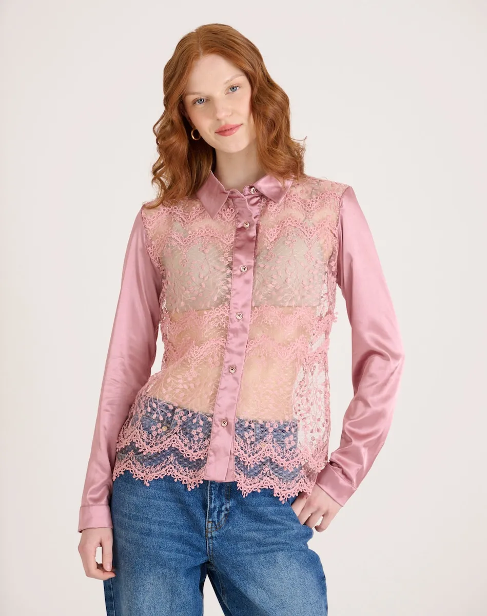 Женская блузка из прозрачной гипюровой ткани Naf Naf, розовый
Женская блузка из прозрачной гипюровой ткани Naf Naf, розовый