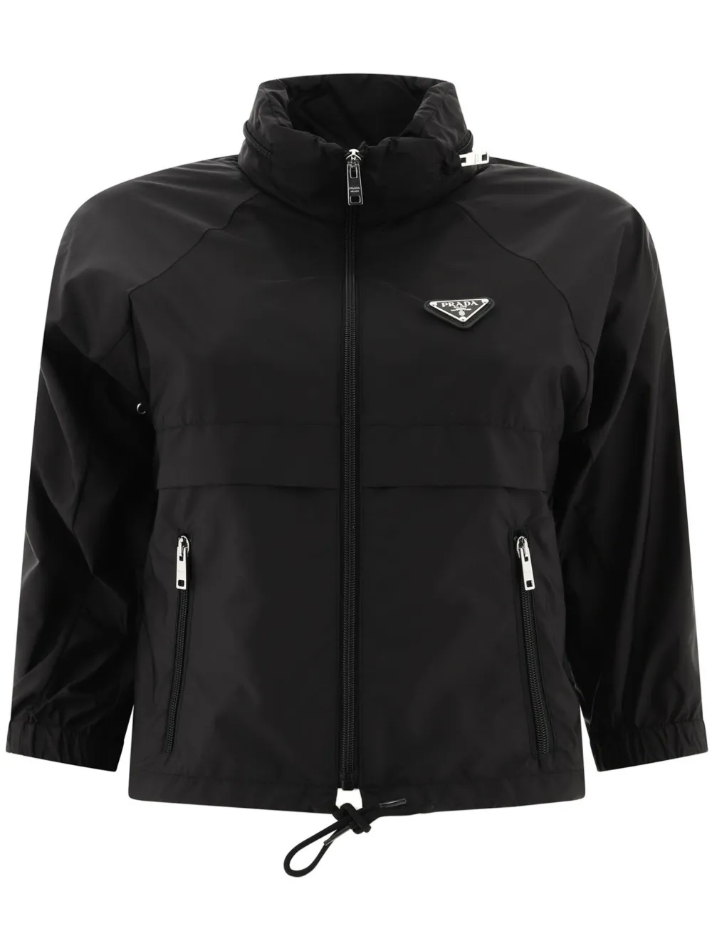 Укороченная непромокаемая куртка с логотипом Prada, черный
Укороченная непромокаемая куртка с логотипом Prada, черный