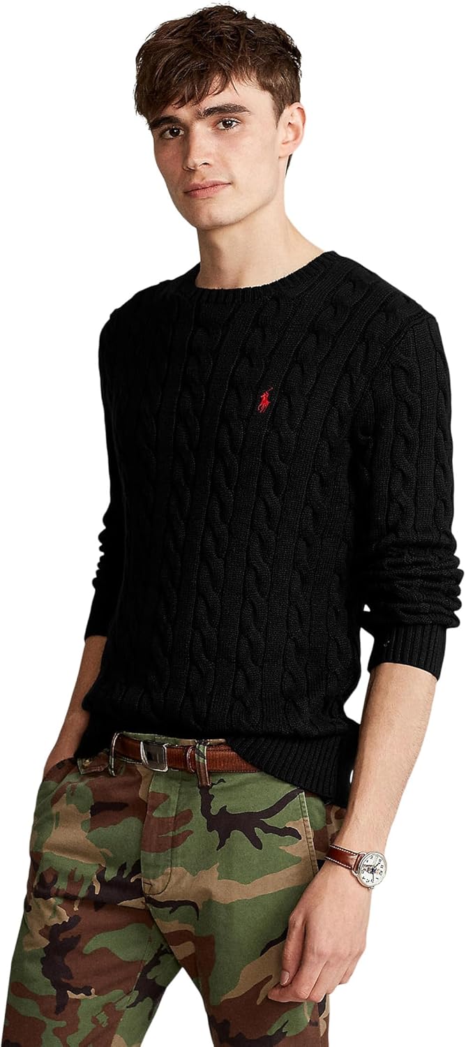 Polo Ralph Lauren мужской свитер из хлопка с косой вязкой, Polo Black
Polo Ralph Lauren мужской свитер из хлопка с косой вязкой, Polo Black