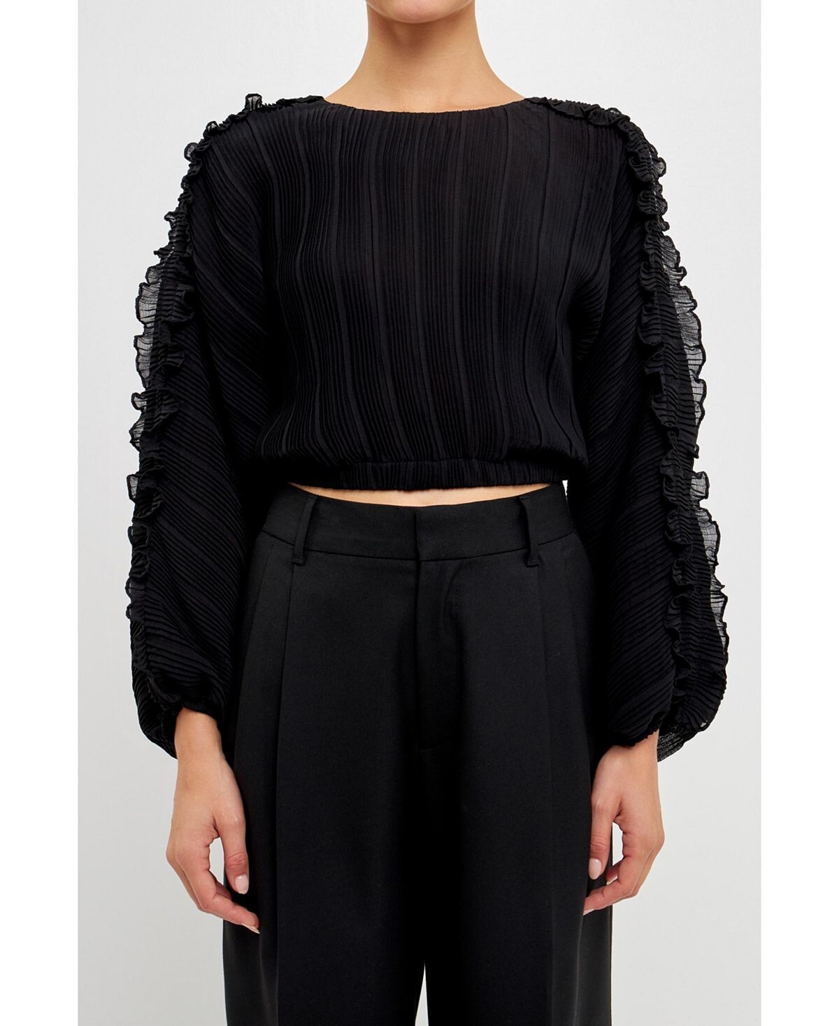 Женская плиссированная блузка с длинными рукавами endless rose, черный
Женская плиссированная блузка с длинными рукавами endless rose, черный