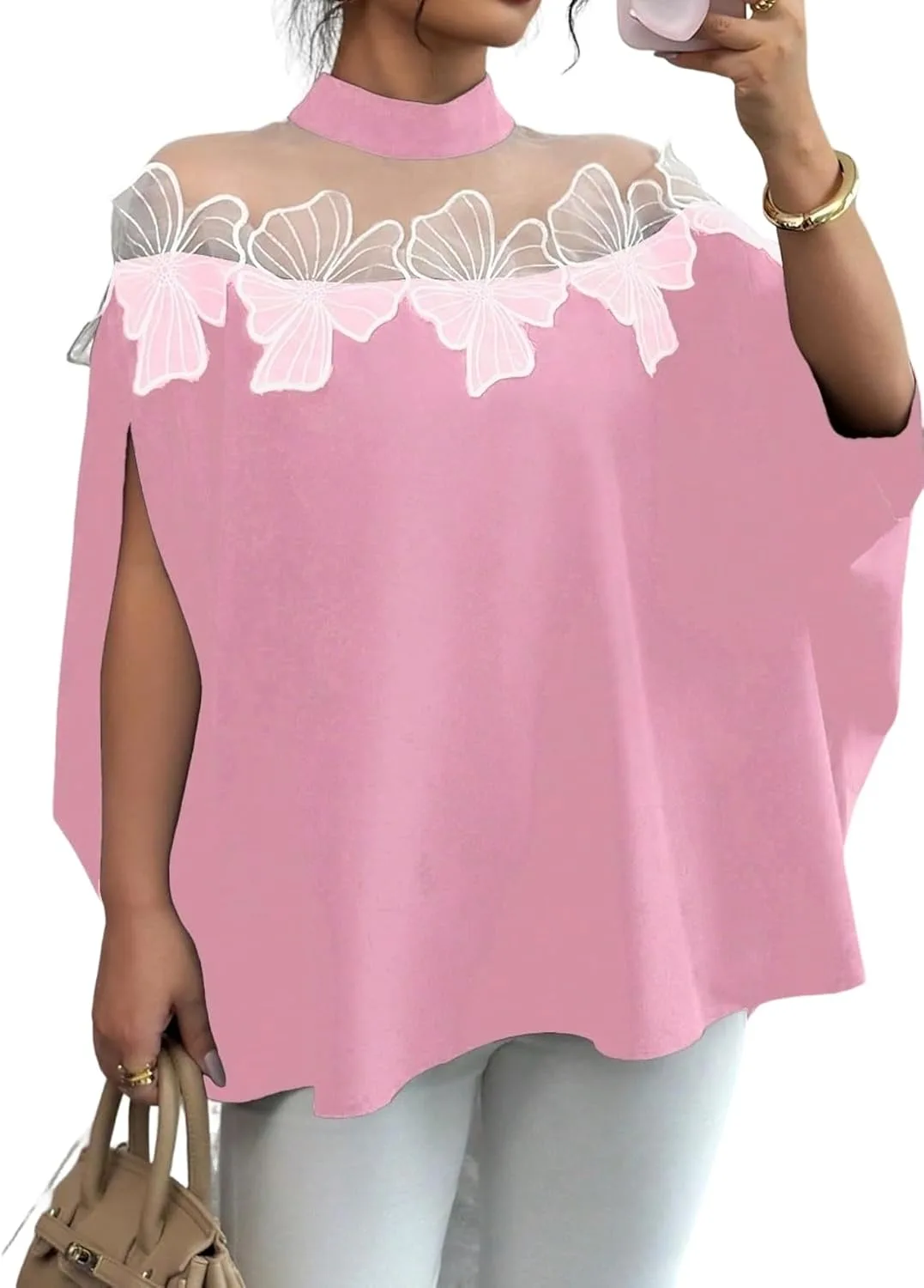 LALAGEN Женский топ Casual с кружевом и сеткой, открытым разрезом на рукаве и небольшим воротником-стойкой
LALAGEN Женский топ Casual с кружевом и сеткой, открытым разрезом на рукаве и небольшим воротником-стойкой