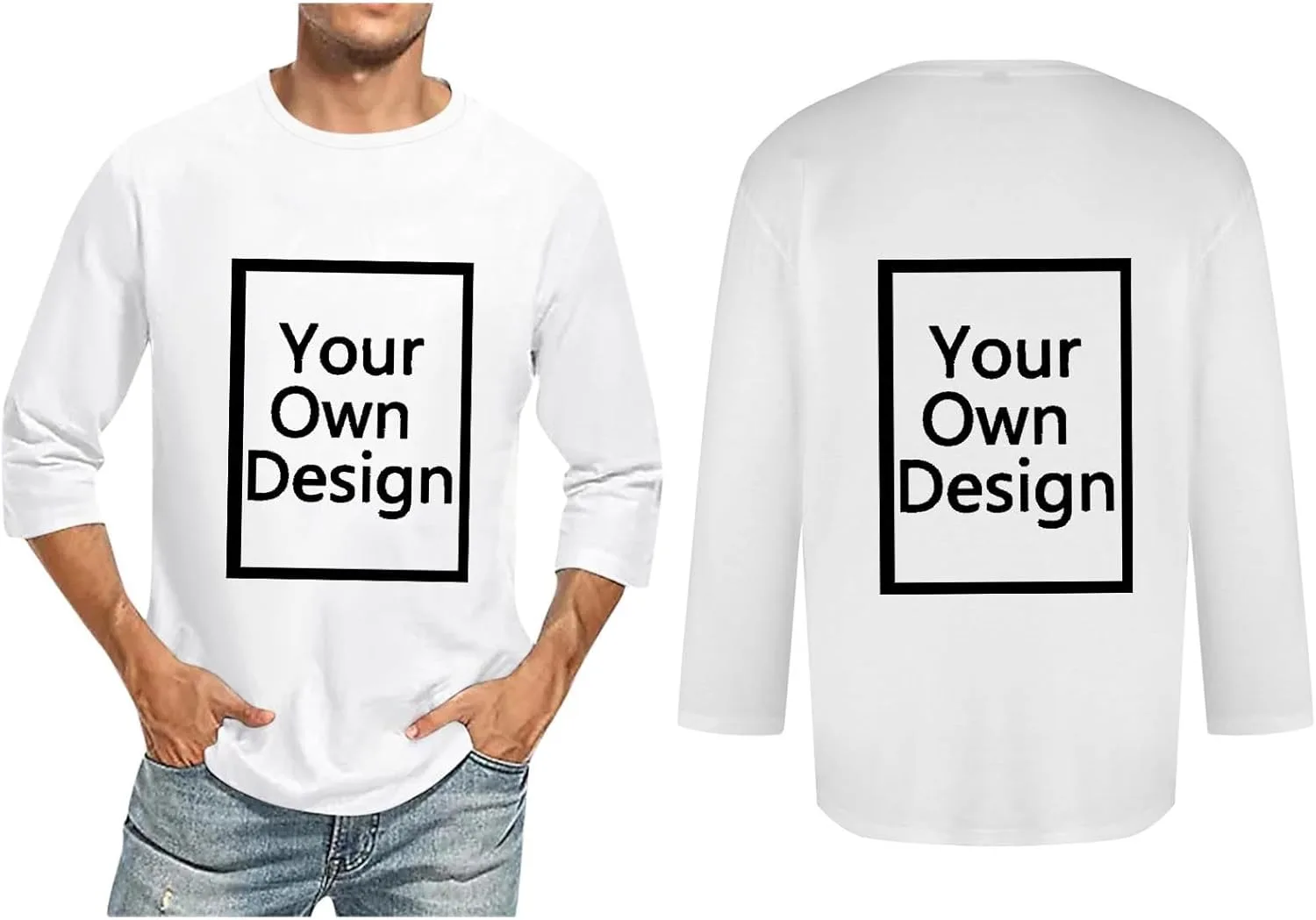 Футболка Custom для мужчин с индивидуальным дизайном на передней и задней части, 3/4 рукава, Crew Neck RYDCOT
Футболка Custom для мужчин с индивидуальным дизайном на передней и задней части, 3/4 рукава, Crew Neck RYDCOT