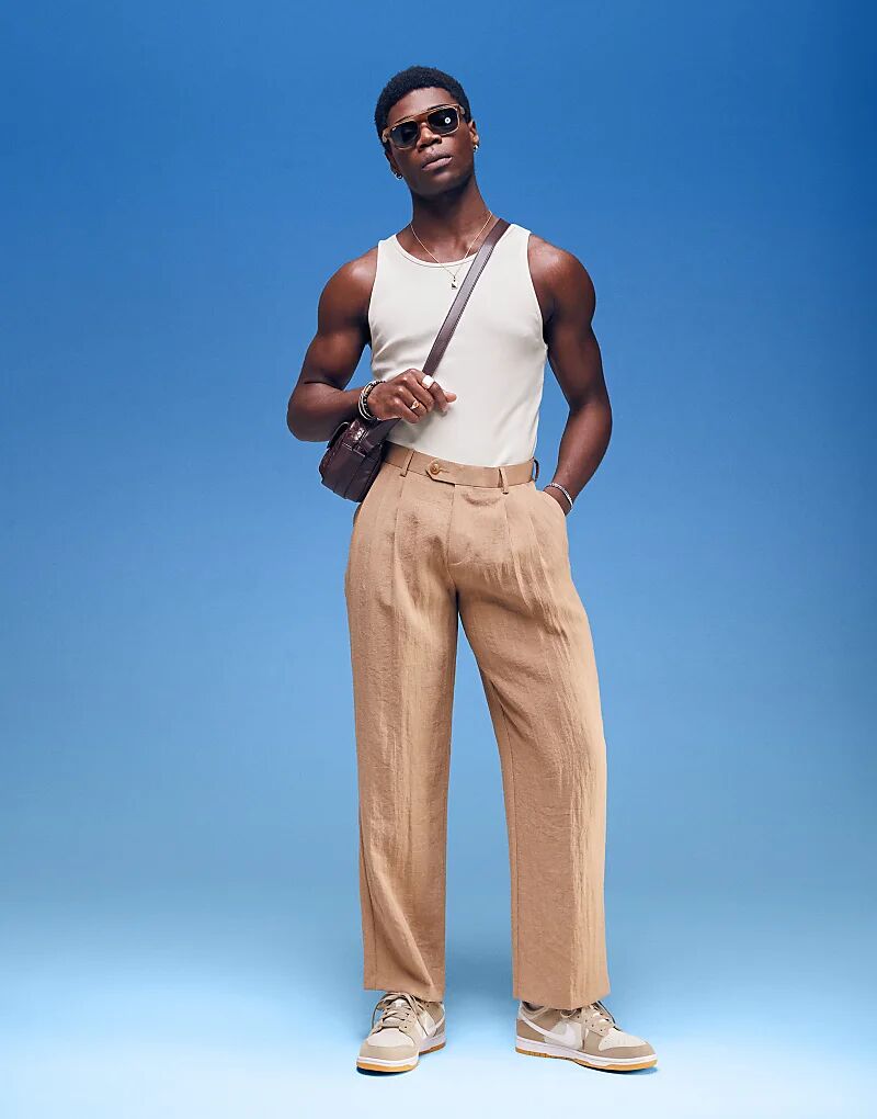 Элегантные брюки ASOS DESIGN широкого кроя из льняного материала с двойными складками светло-коричневого цвета
Элегантные брюки ASOS DESIGN широкого кроя из льняного материала с двойными складками светло-коричневого цвета