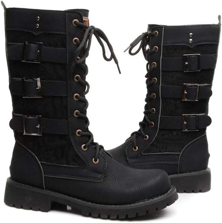 Мужские мотоботы в стиле стимпанк, тяжелые металлические, с шнуровкой, из PU-кожи, военные ботинки больших размеров Yumali, черный
Мужские мотоботы в стиле стимпанк, тяжелые металлические, с шнуровкой, из PU-кожи, военные ботинки больших размеров Yumali, черный