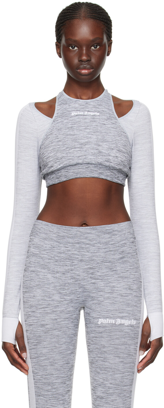Серый бесшовный топ Palm Angels
Серый бесшовный топ Palm Angels