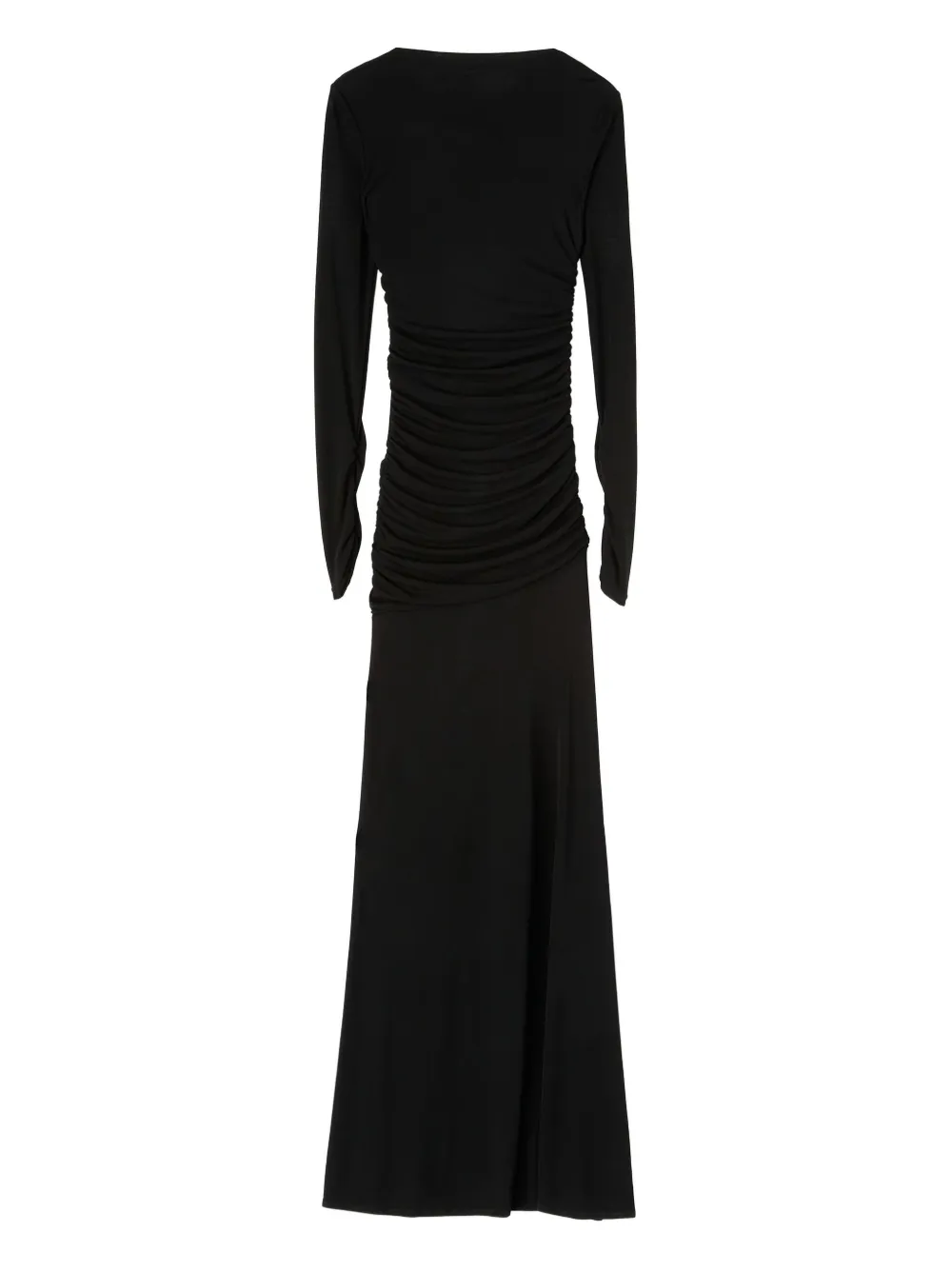 Длинное вечернее платье со сборками на спине и завязками MSGM, черный 
Длинное вечернее платье со сборками на спине и завязками MSGM, черный