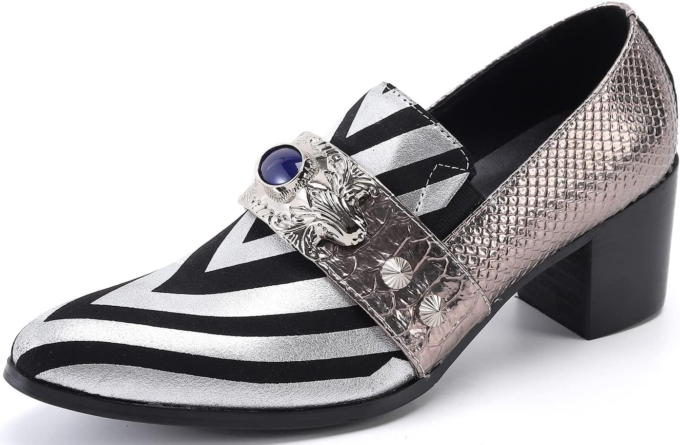 Мужские слипоны Santimon из натуральной кожи - туфли с бархатистым рисунком в полоску, металлическим барочным ремешком, кубинским каблуком и украшением с камнями для сцены, выпускного, косплея и официальных мероприятий, серебро
Мужские слипоны Santimon из натуральной кожи - туфли с бархатистым рисунком в полоску, металлическим барочным ремешком, кубинским каблуком и украшением с камнями для сцены, выпускного, косплея и официальных мероприятий, серебро