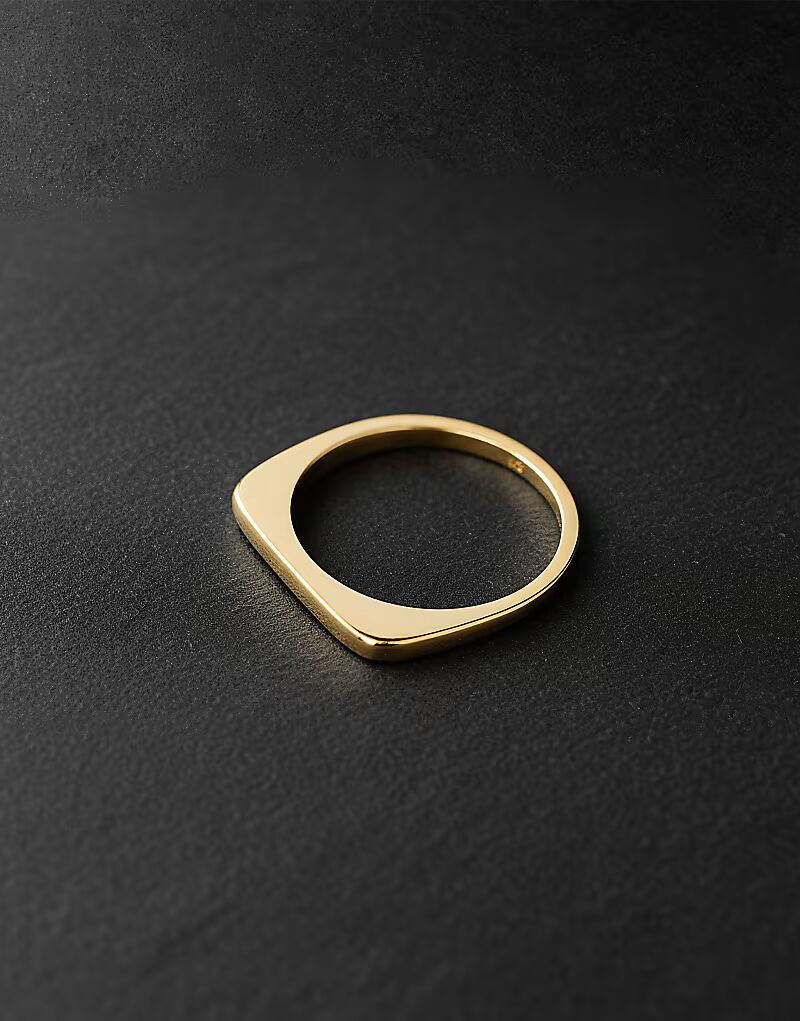 Тонкое кольцо-печатка из стерлингового серебра в золоте Asos Design
Тонкое кольцо-печатка из стерлингового серебра в золоте Asos Design