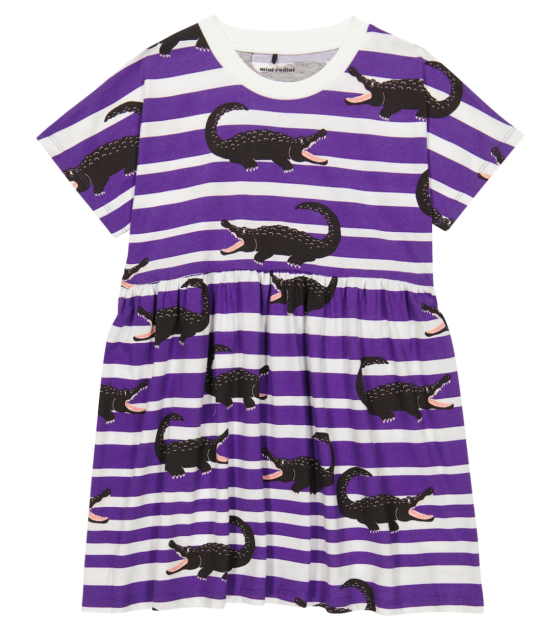 Платье из хлопка с принтом и полосками Mini Rodini, фиолетовый