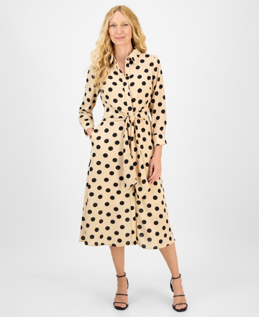 Женское платье-рубашка с точечным принтом и поясом на талии julia jordan, Tan/blk
Женское платье-рубашка с точечным принтом и поясом на талии julia jordan, Tan/blk