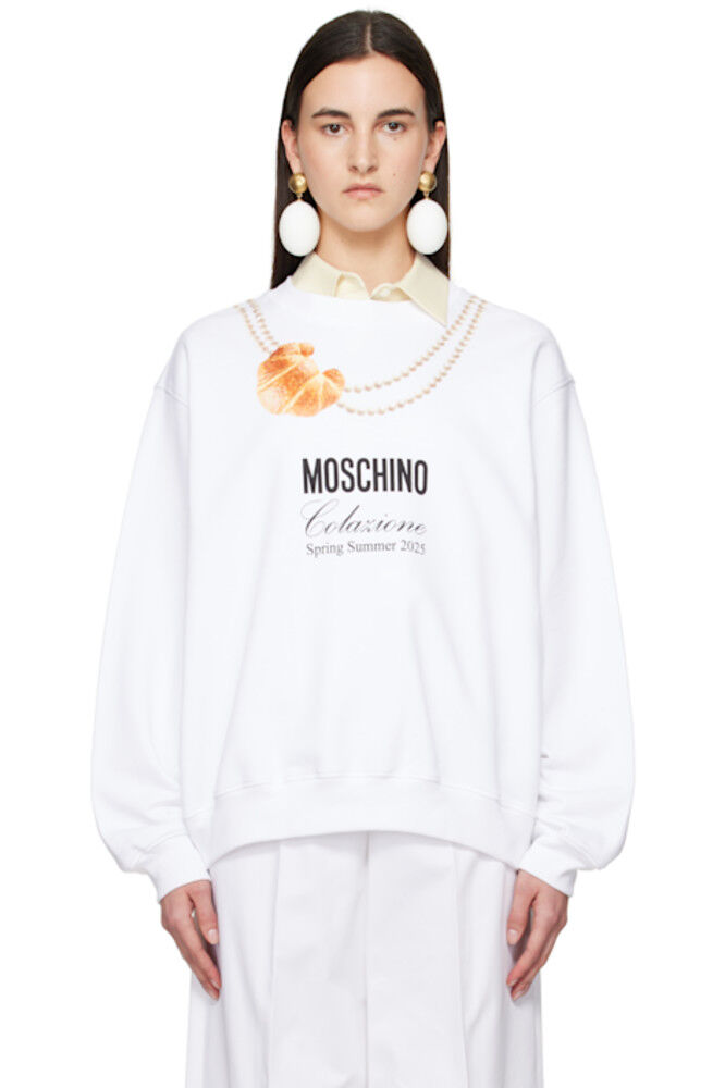 Белая толстовка для завтрака «Moschino»
Белая толстовка для завтрака «Moschino»