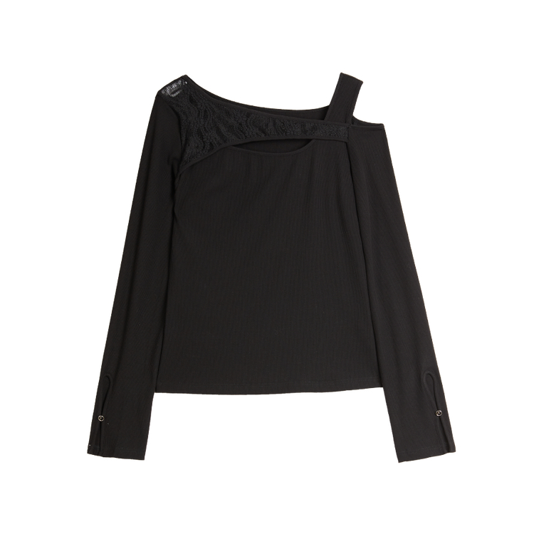 Футболка женская с асимметричным воротником тонкая ELLE, черный
Футболка женская с асимметричным воротником тонкая ELLE, черный