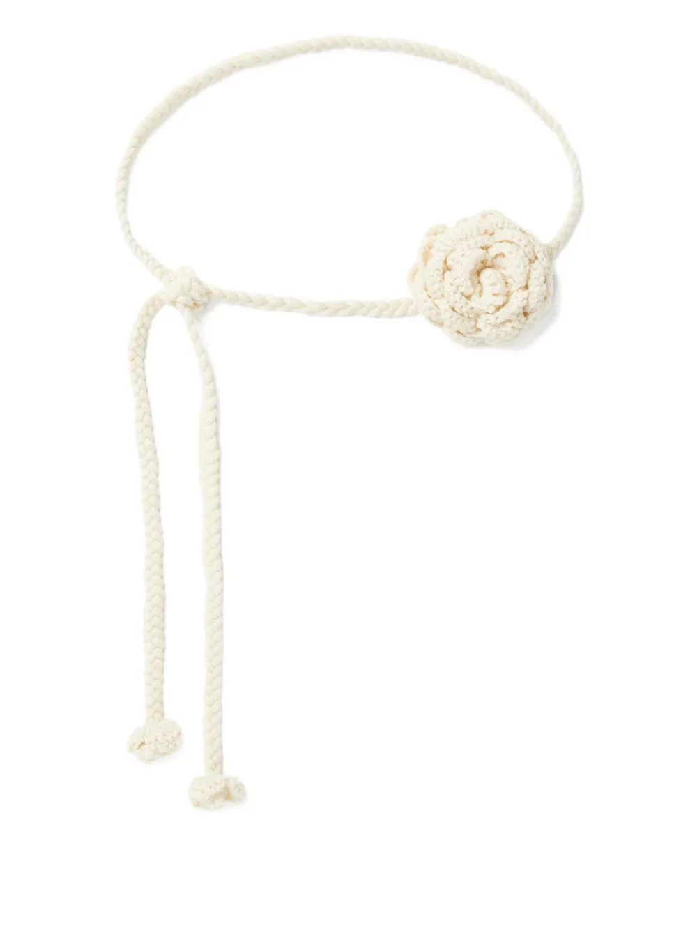 Шерстяной ремень в технике кроше Alanui, нейтральный 
Шерстяной ремень в технике кроше Alanui, нейтральный