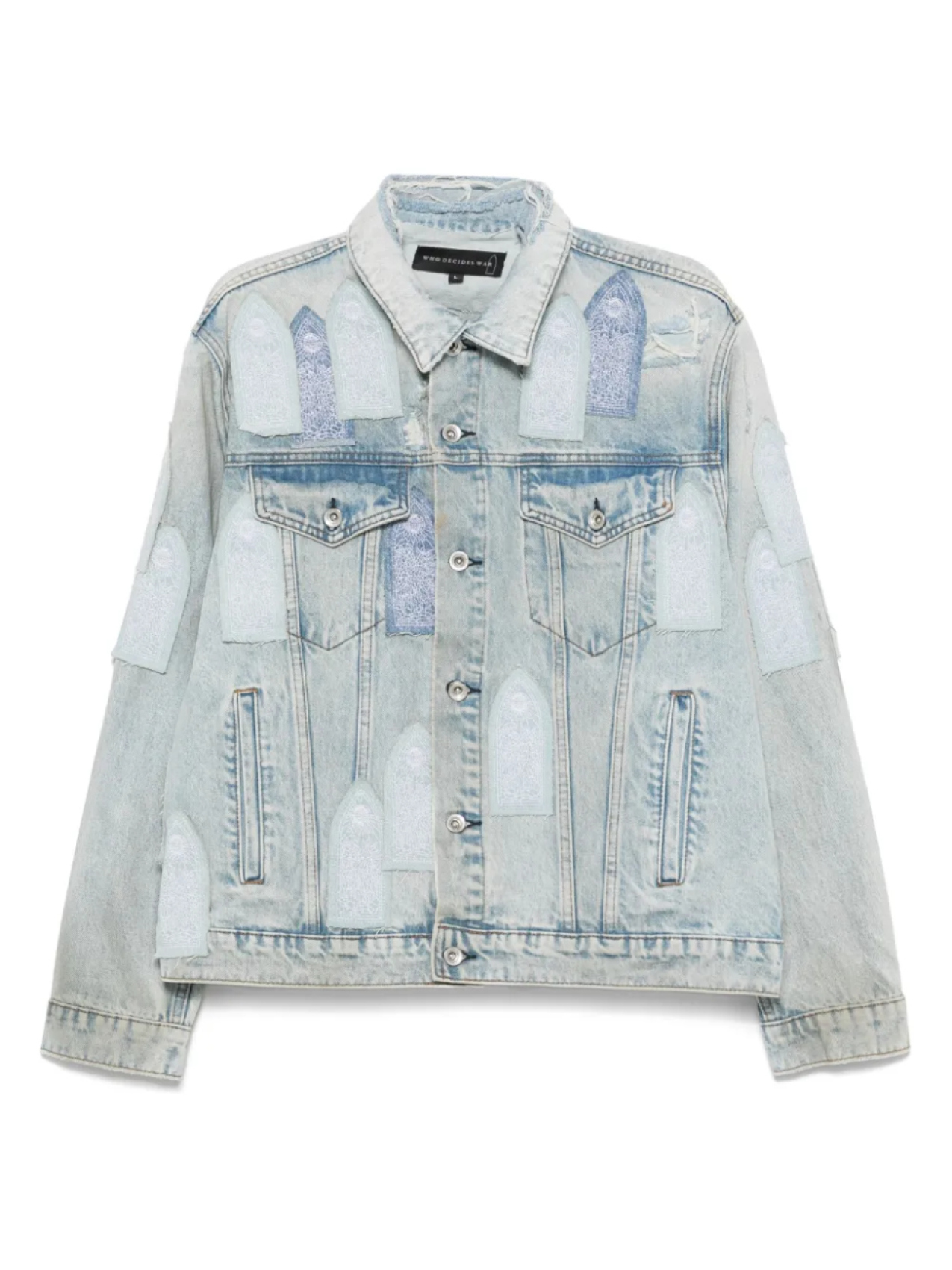 Заплатанная куртка из денима с аркой Who Decides War, синий
Заплатанная куртка из денима с аркой Who Decides War, синий