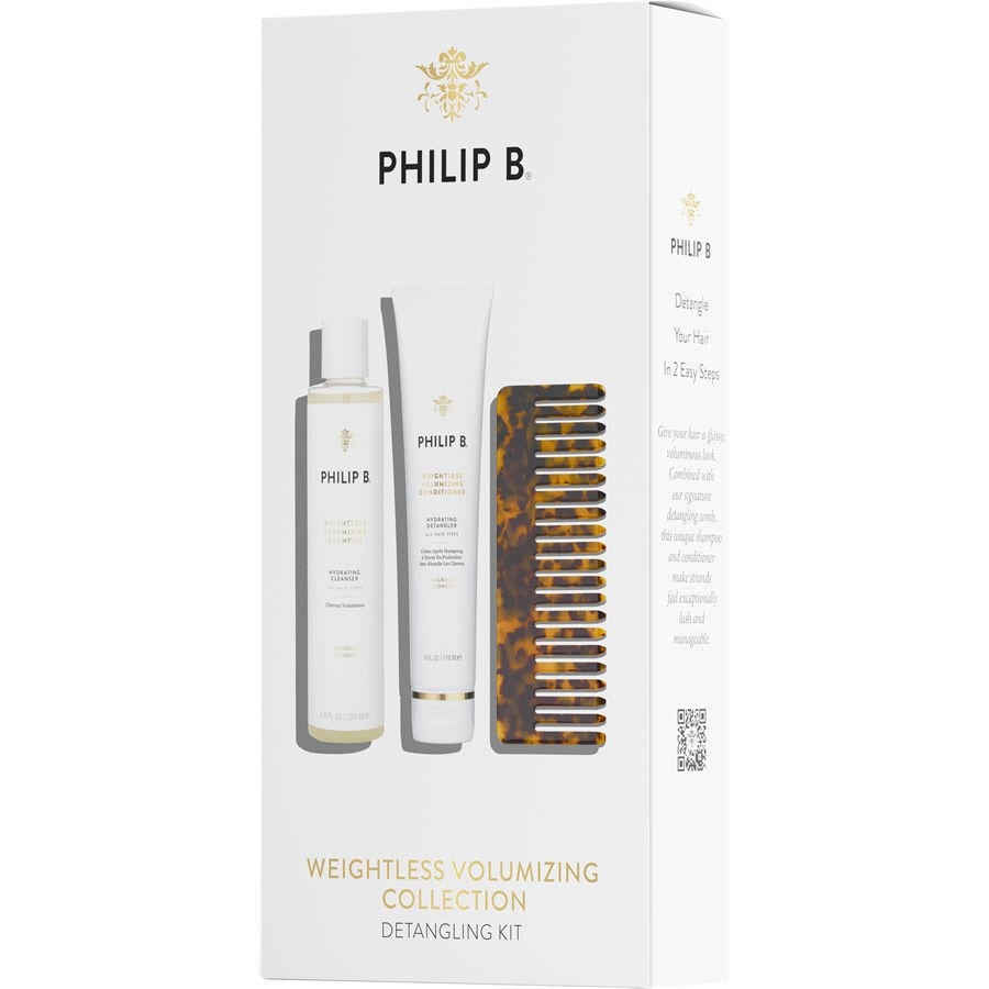 Шампунь Philip B Weightless Volumizing Detangling Kit, Weightless Volumizing Shampoo 220 ml + Weightless Volumizing Conditioner 178 ml + Detangling Comb / 417 g
Шампунь Philip B Weightless Volumizing Detangling Kit, Weightless Volumizing Shampoo 220 ml + Weightless Volumizing Conditioner 178 ml + Detangling Comb / 417 g