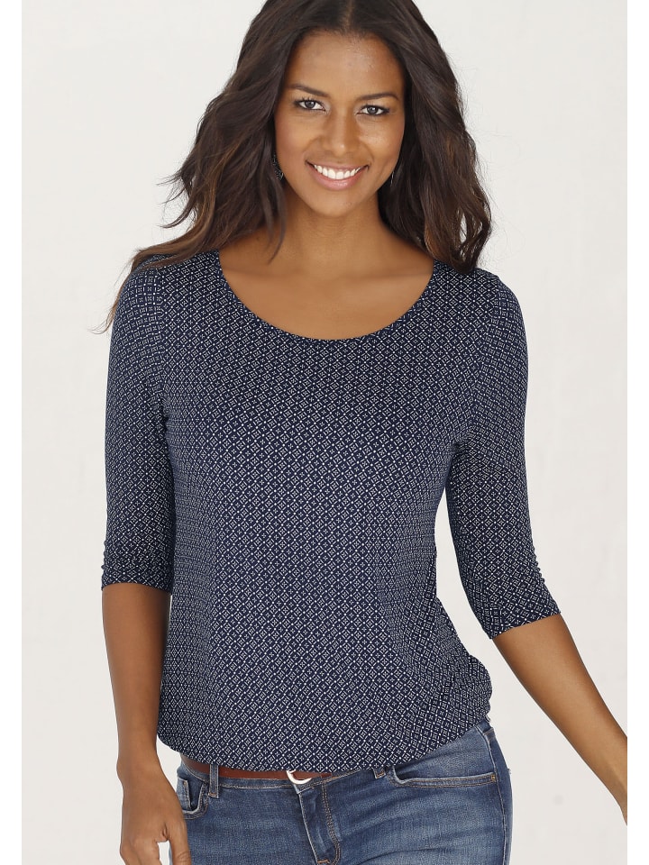 Рубашка с рукавами 3/4 в темно-синем узоре, черная LASCANA
Рубашка с рукавами 3/4 в темно-синем узоре, черная LASCANA