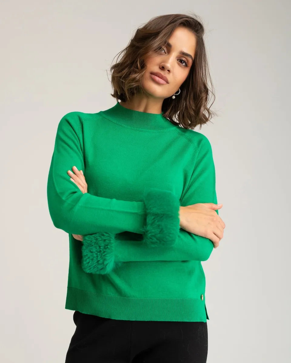 Женский джемпер с рукавами, заканчивающимися широкими манжетами из меха Niza, зеленый
Женский джемпер с рукавами, заканчивающимися широкими манжетами из меха Niza, зеленый