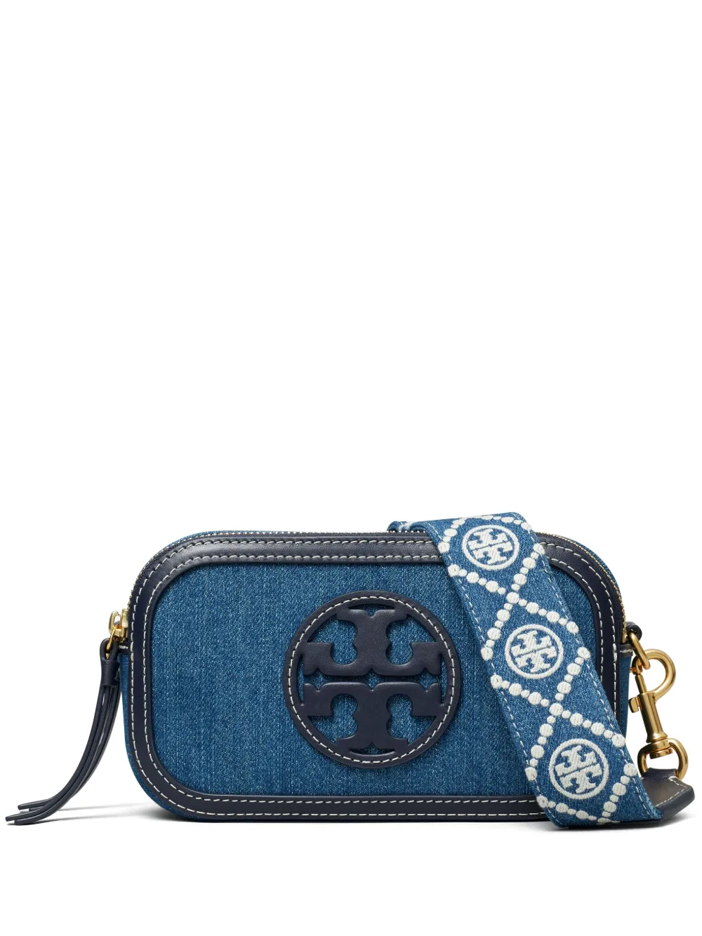 Джинсовая мини-сумка через плечо Miller Tory Burch, синий 
Джинсовая мини-сумка через плечо Miller Tory Burch, синий