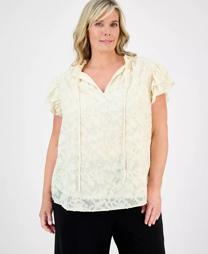 Блузка больших размеров с оборками и завязкой на шее Anne Klein, желтый
Блузка больших размеров с оборками и завязкой на шее Anne Klein, желтый