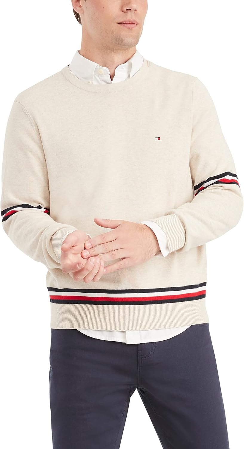 Мужской свитер Tommy Hilfiger Essential Signature Stripe с круглым вырезом, Heathered Oatmilk
Мужской свитер Tommy Hilfiger Essential Signature Stripe с круглым вырезом, Heathered Oatmilk