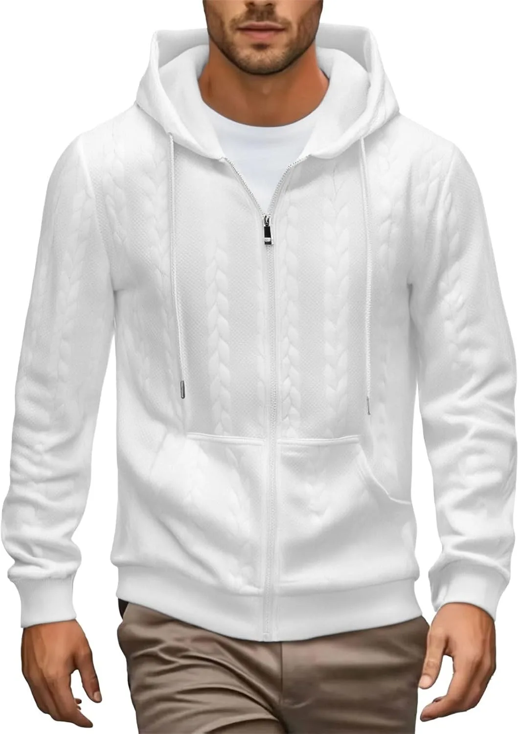 Мужской худи с капюшоном на молнии, карманом и длинными рукавами, однотонный, ветрозащитный, Plus Size
Мужской худи с капюшоном на молнии, карманом и длинными рукавами, однотонный, ветрозащитный, Plus Size