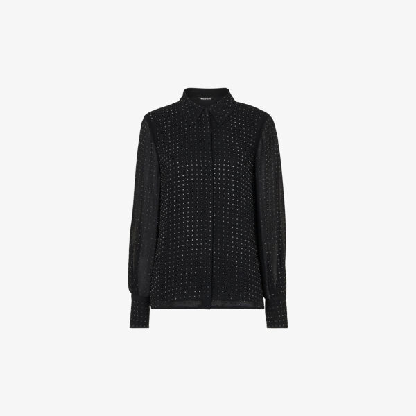 Тканая блузка с отделкой стразами горячей фиксации Whistles, черный
Тканая блузка с отделкой стразами горячей фиксации Whistles, черный