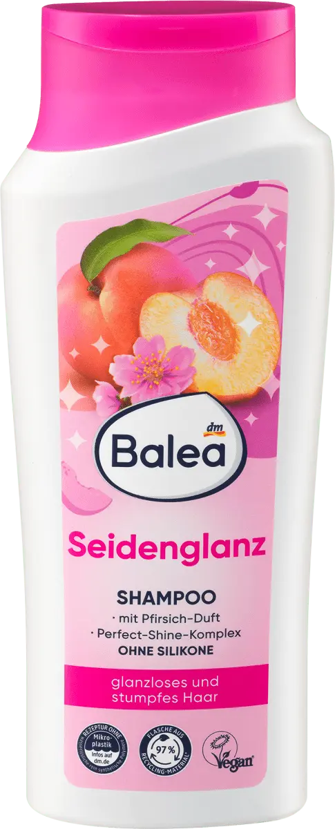 Шампунь шелковый блеск 300 мл Balea
Шампунь шелковый блеск 300 мл Balea