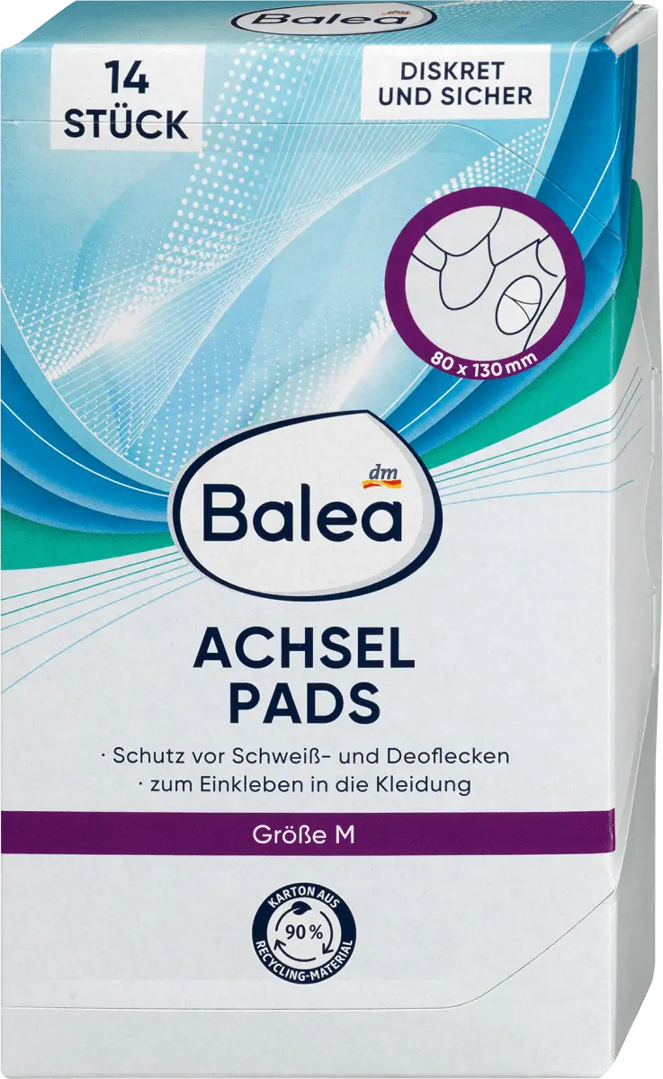 Дезодорирующие подушечки для подмышек размер М 14 шт. Balea 
Дезодорирующие подушечки для подмышек размер М 14 шт. Balea