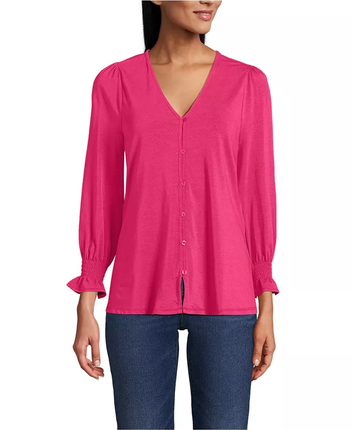 Женский топ с длиной рукава 3/4 из легкого джерси на пуговицах спереди Lands' End, красный
Женский топ с длиной рукава 3/4 из легкого джерси на пуговицах спереди Lands' End, красный