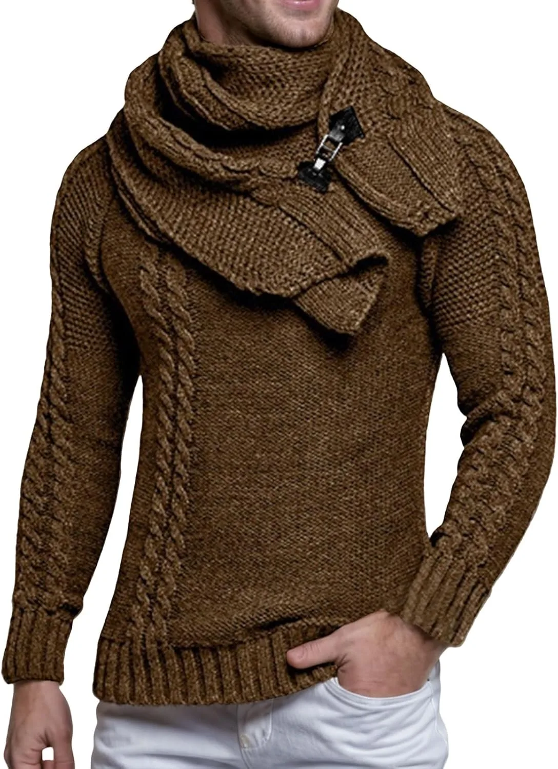 Wankang мужской свитер с воротником-гольф, кабельная вязка, Casual, Slim Fit
Wankang мужской свитер с воротником-гольф, кабельная вязка, Casual, Slim Fit