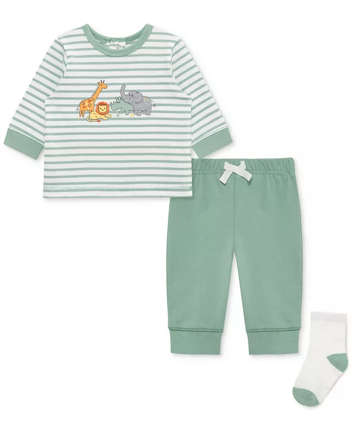 Футболка в полоску «Джунгли» для мальчиков, спортивные штаны и носки, комплект из 3 предметов Little Me, зеленый
Футболка в полоску «Джунгли» для мальчиков, спортивные штаны и носки, комплект из 3 предметов Little Me, зеленый