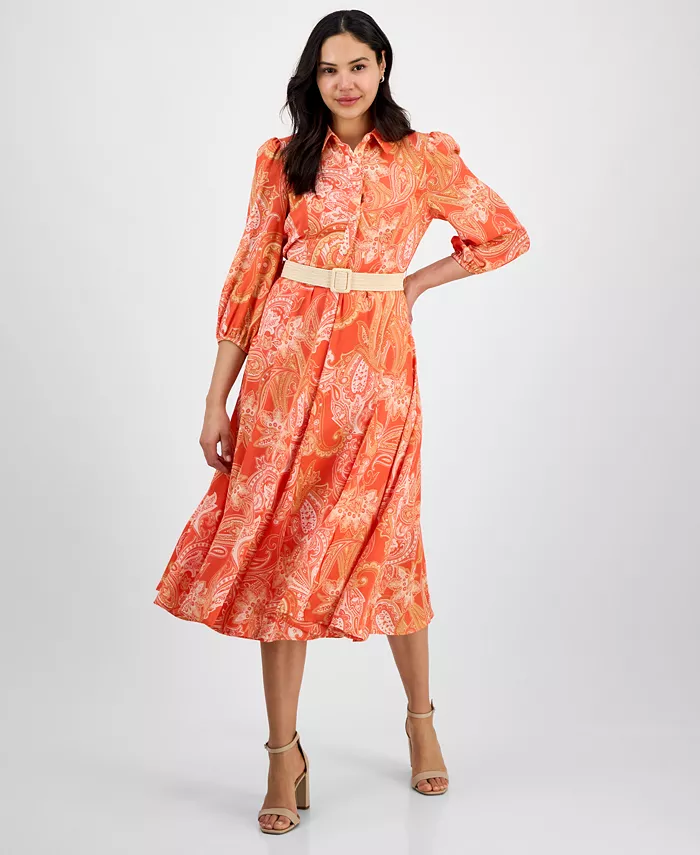 Женское платье с поясом и расклешенной юбкой в стиле пейсли Tahari ASL, оранжевый
Женское платье с поясом и расклешенной юбкой в стиле пейсли Tahari ASL, оранжевый