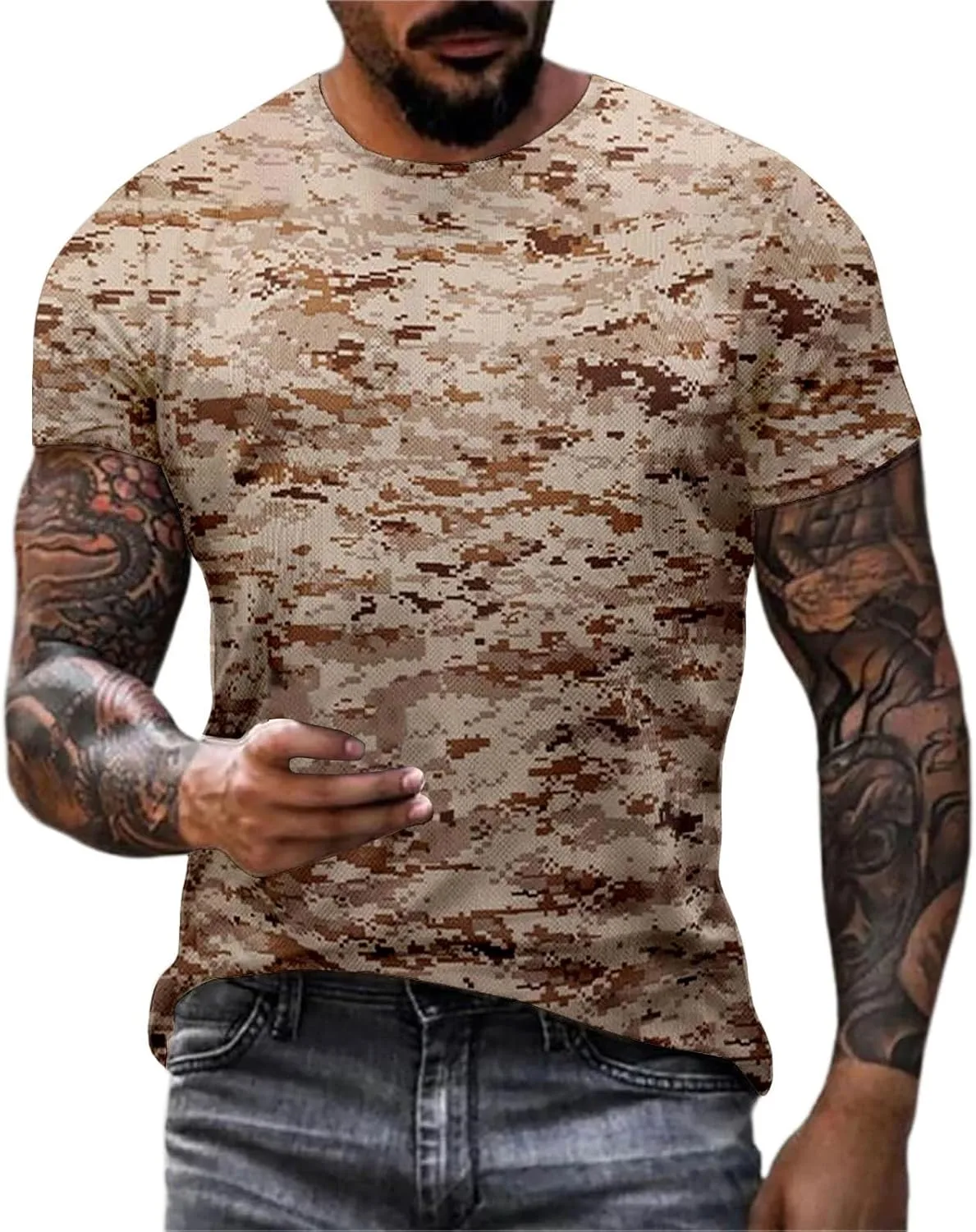 Футболка с камуфляжным принтом для мужчин, короткий рукав
Футболка с камуфляжным принтом для мужчин, короткий рукав