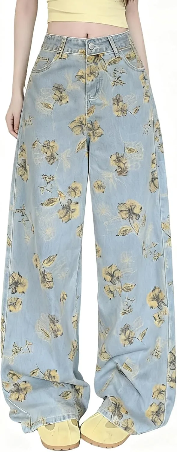 Брюки-багги для женщин Y2K с цветочным принтом LUUTWAL
Брюки-багги для женщин Y2K с цветочным принтом LUUTWAL