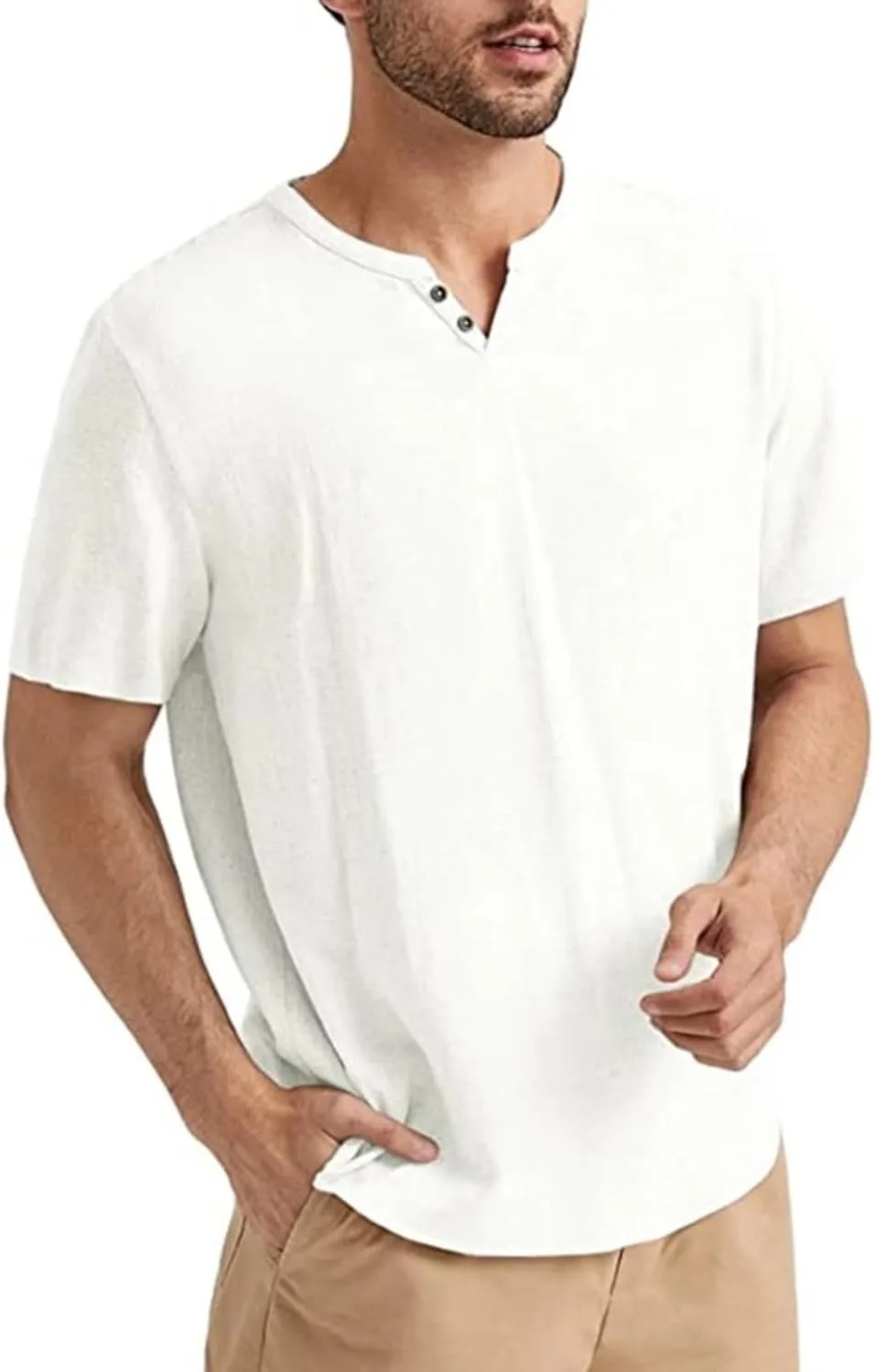 Мужская футболка-хенли с V-образным вырезом и коротким рукавом RODYETQQ
Мужская футболка-хенли с V-образным вырезом и коротким рукавом RODYETQQ