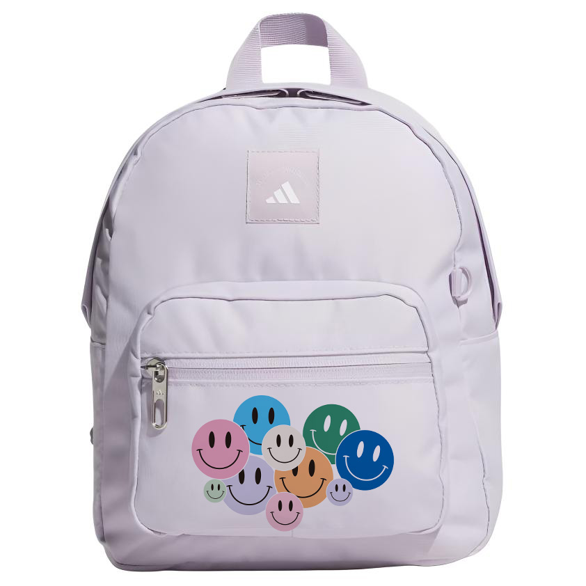 Adidas Миниатюрный рюкзак с принтом для женщин светло-фиолетовый, Multicolor Smiley Face 
Adidas Миниатюрный рюкзак с принтом для женщин светло-фиолетовый, Multicolor Smiley Face