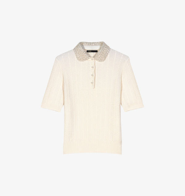Рубашка поло из шерсти и кашемира с отделкой в рубчик и декорированным воротником Maje, цвет blanc
Рубашка поло из шерсти и кашемира с отделкой в рубчик и декорированным воротником Maje, цвет blanc