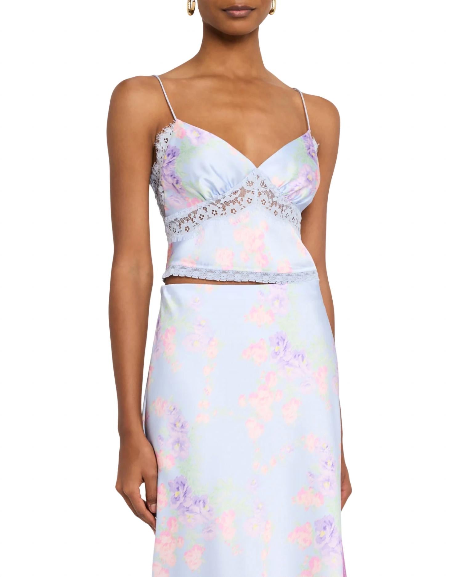 Сатиновая майка-комбинация с цветочным принтом Spritely в персиково-голубом цвете LoveShackFancy
Сатиновая майка-комбинация с цветочным принтом Spritely в персиково-голубом цвете LoveShackFancy