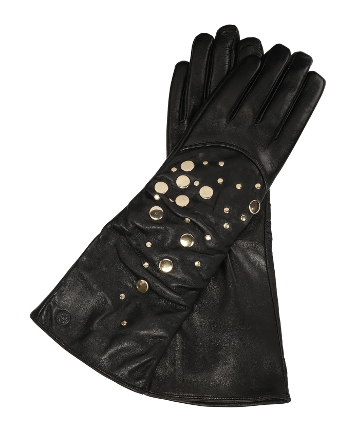 Длинные перчатки, украшенные золотыми заклепками. Kazar, черный
Длинные перчатки, украшенные золотыми заклепками. Kazar, черный