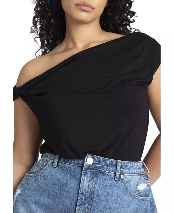 Женский асимметричный топ с перекрученными рукавами ELOQUII, черный
Женский асимметричный топ с перекрученными рукавами ELOQUII, черный