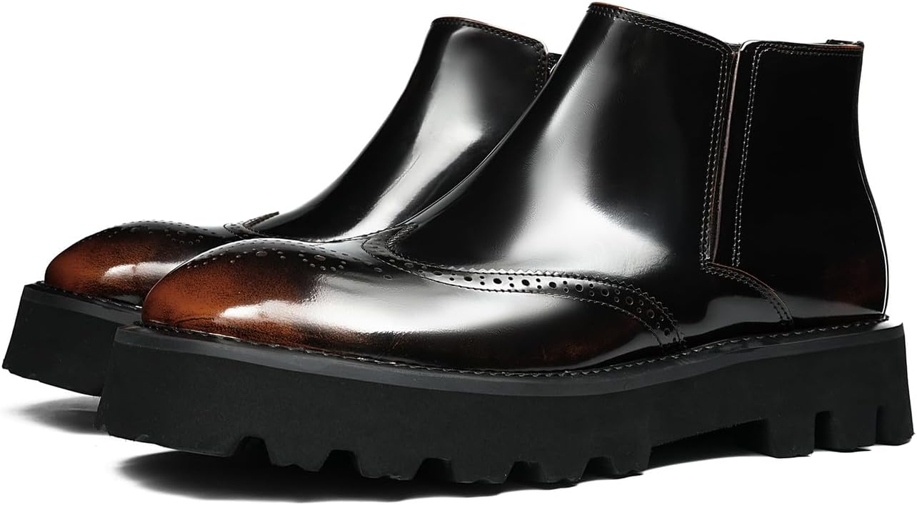 Мужские ботинки Santimon Chelsea с крыльями из лакированной кожи - модные повседневные и нарядные ботинки с боковой молнией, декоративной перфорацией и массивной подошвой для бизнеса и свадеб, Coffee
Мужские ботинки Santimon Chelsea с крыльями из лакированной кожи - модные повседневные и нарядные ботинки с боковой молнией, декоративной перфорацией и массивной подошвой для бизнеса и свадеб, Coffee