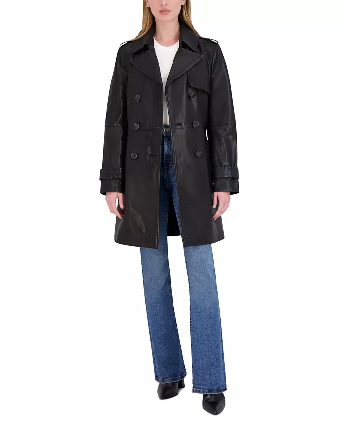 Женский кожаный тренчкот Natalie с поясом Tahari, черный
Женский кожаный тренчкот Natalie с поясом Tahari, черный