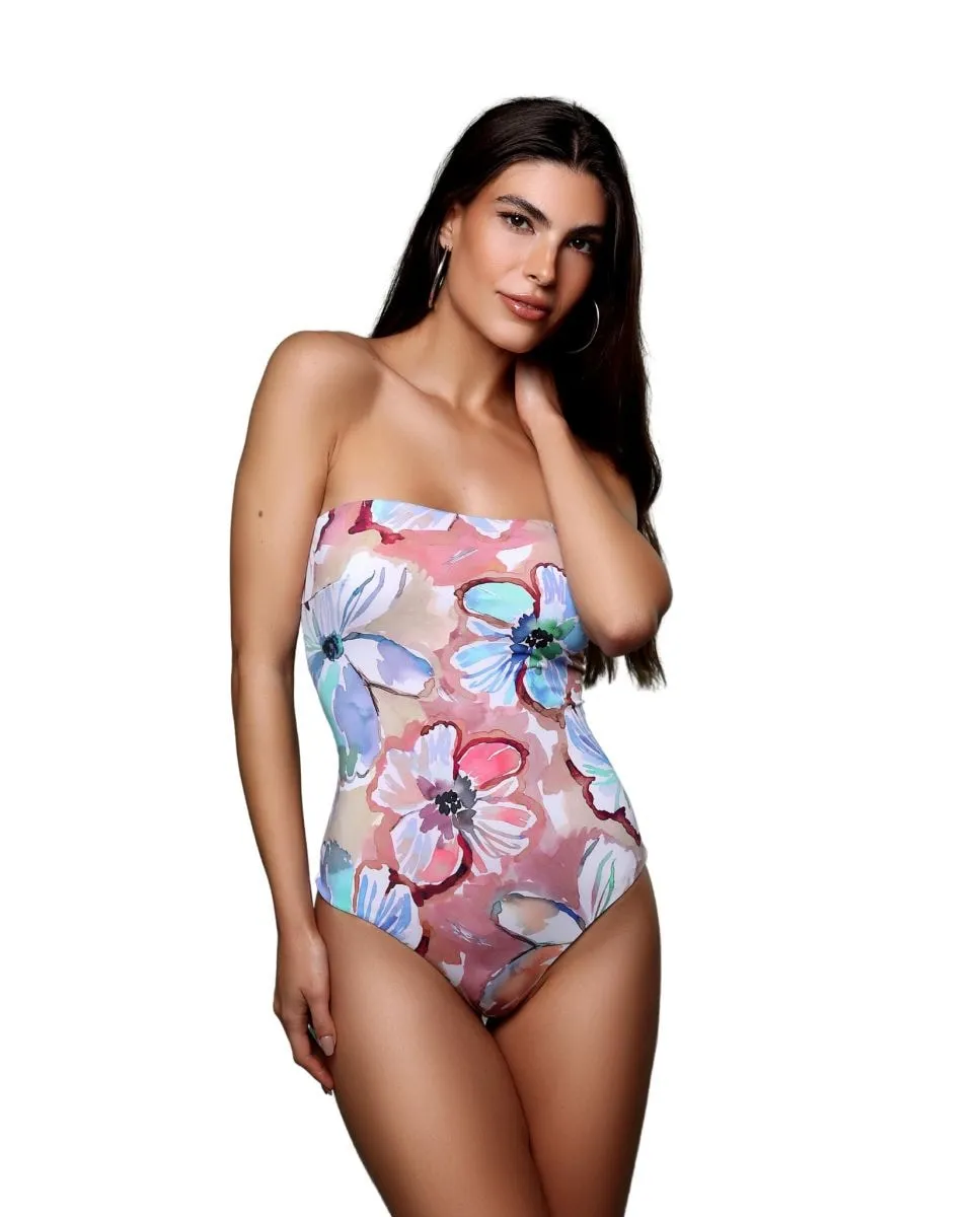 Женский купальник-бандо с принтом и подкладкой Karla Vivian, мультиколор 
Женский купальник-бандо с принтом и подкладкой Karla Vivian, мультиколор