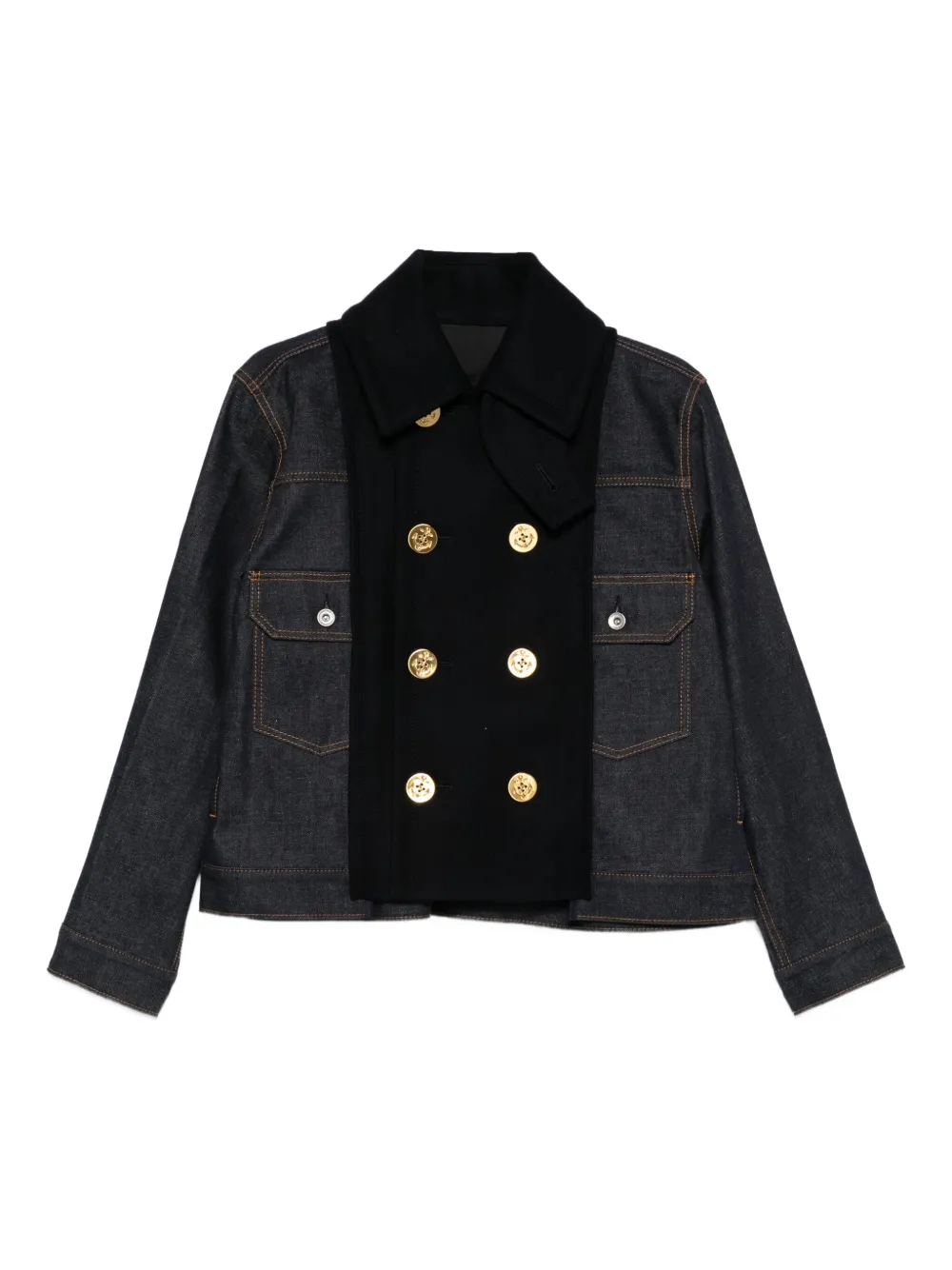 Двубортная джинсовая куртка из коллаборации с Levi's SACAI, синий 
Двубортная джинсовая куртка из коллаборации с Levi's SACAI, синий