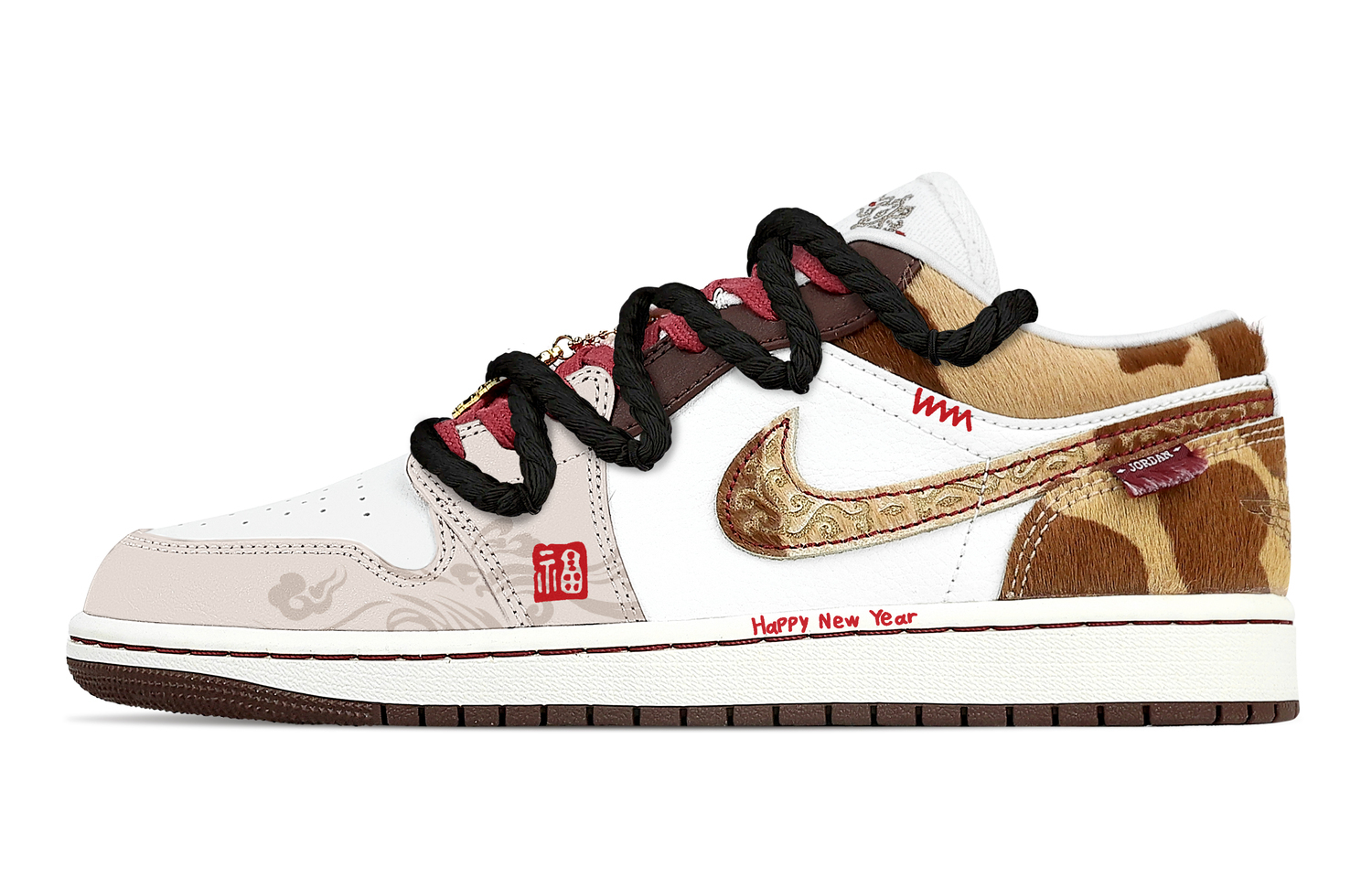 Jordan Air 1 Blessing Horse Новогодние устойчивые к истиранию низкие винтажные баскетбольные кроссовки мужские бежево-коричневые
Jordan Air 1 Blessing Horse Новогодние устойчивые к истиранию низкие винтажные баскетбольные кроссовки мужские бежево-коричневые