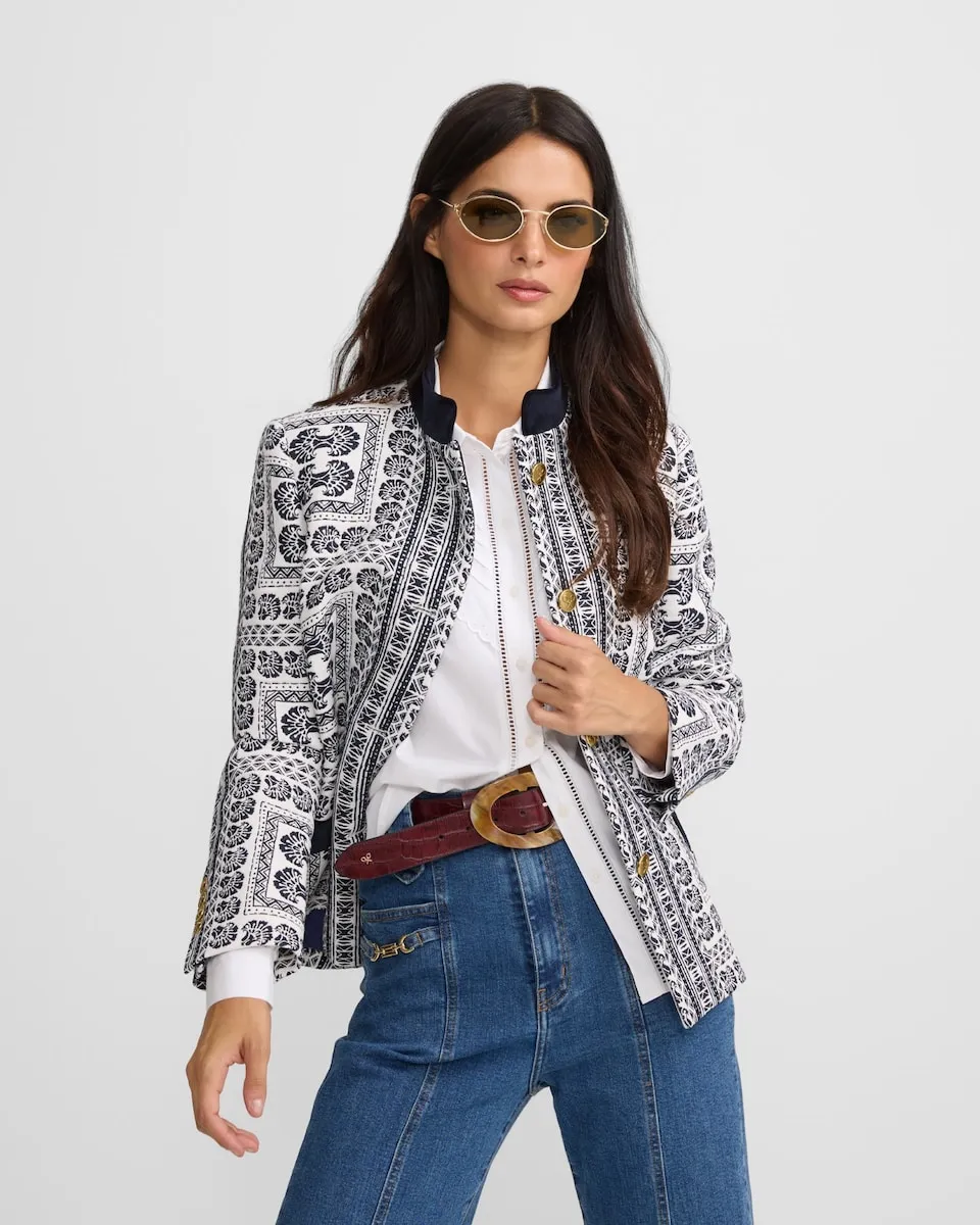 Женский жаккардовый пиджак с узорами, темно-синий Silbon
Женский жаккардовый пиджак с узорами, темно-синий Silbon