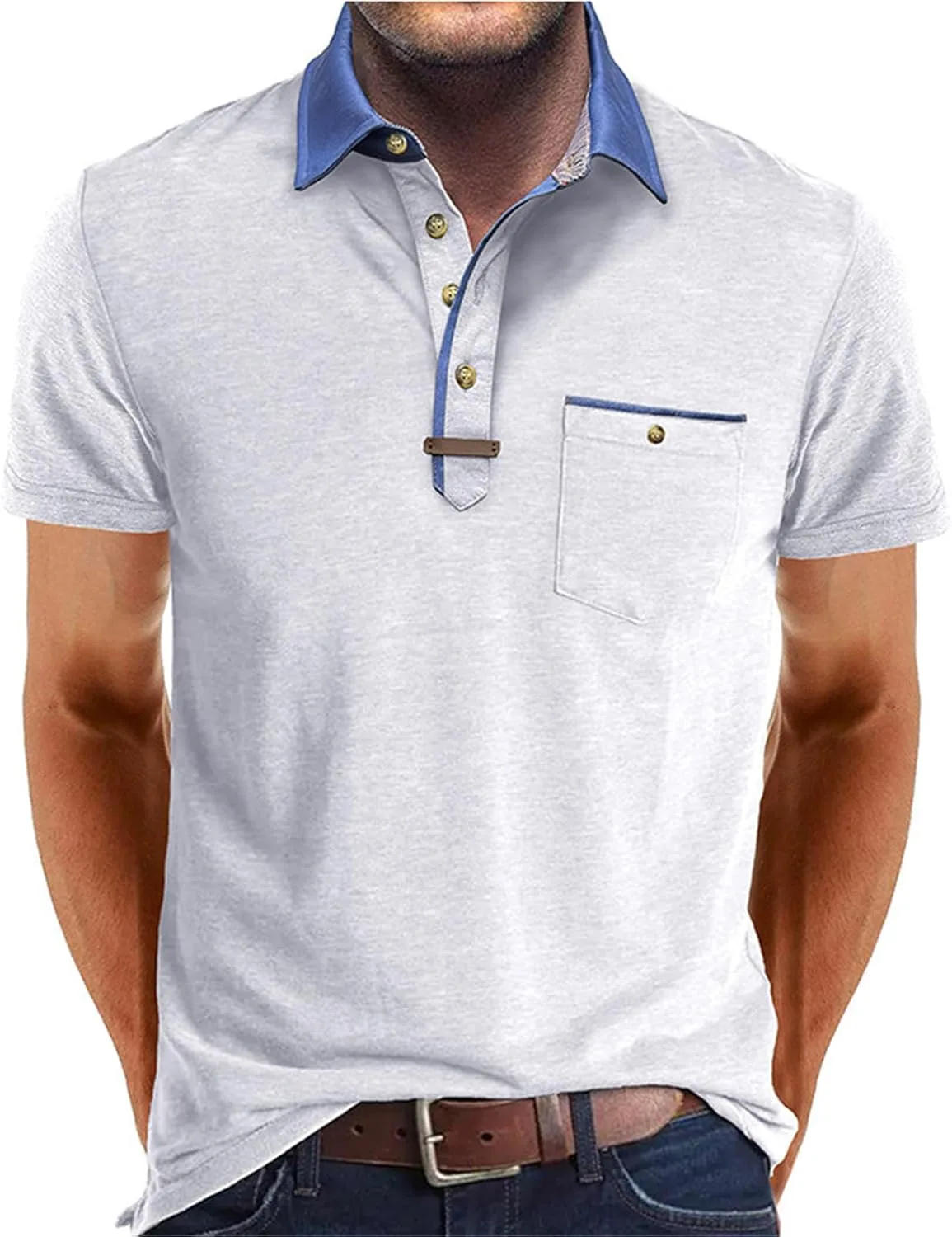 Мужская поло с 4 пуговицами, лацканом и коротким рукавом Easyoyo
Мужская поло с 4 пуговицами, лацканом и коротким рукавом Easyoyo