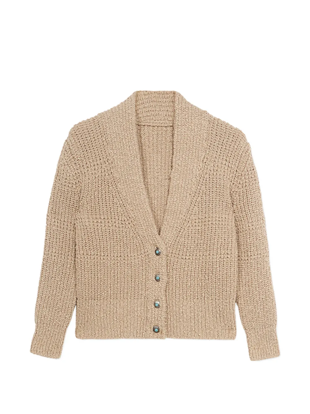 Кардиган из бирюзовой ажурной трикотажной вязки на пуговицах Fortela, бежевый
Кардиган из бирюзовой ажурной трикотажной вязки на пуговицах Fortela, бежевый