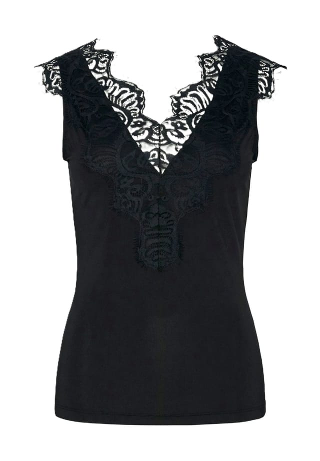 Топ с V-образным вырезом кружевной однотонный Pieces, черный
Топ с V-образным вырезом кружевной однотонный Pieces, черный