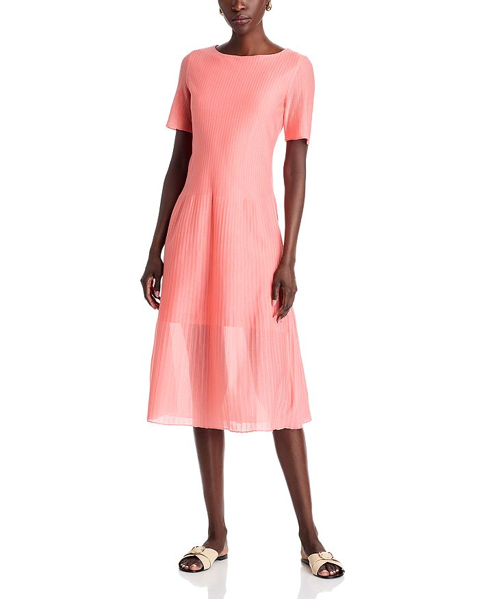 Текстурированное платье миди силуэта А-силуэта Misook, розовый 
Текстурированное платье миди силуэта А-силуэта Misook, розовый